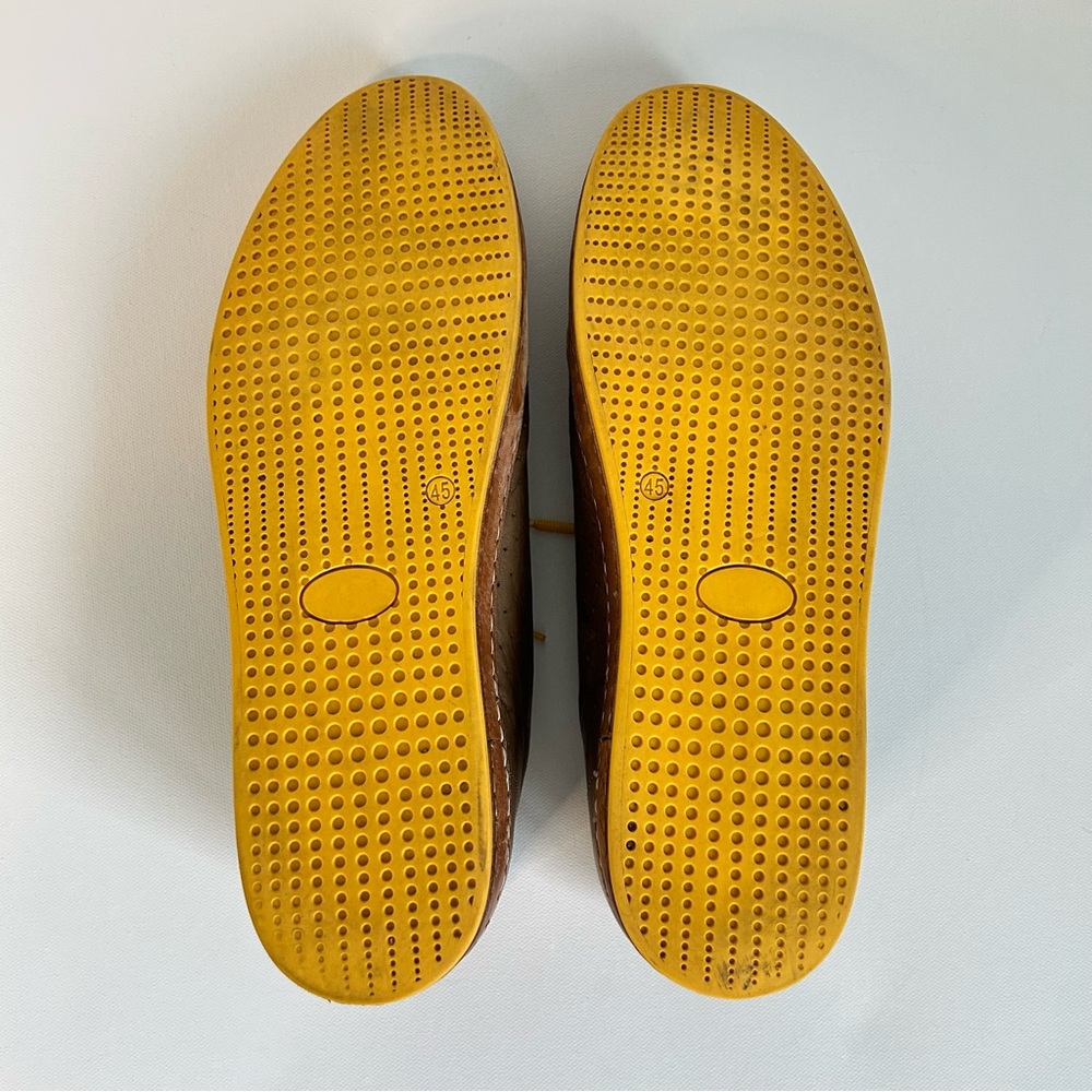 EXTON Italian Brown Leather Men's Loafers Yellow Sole Laces Euro 45 (USA 11) - Picture 9 of 12